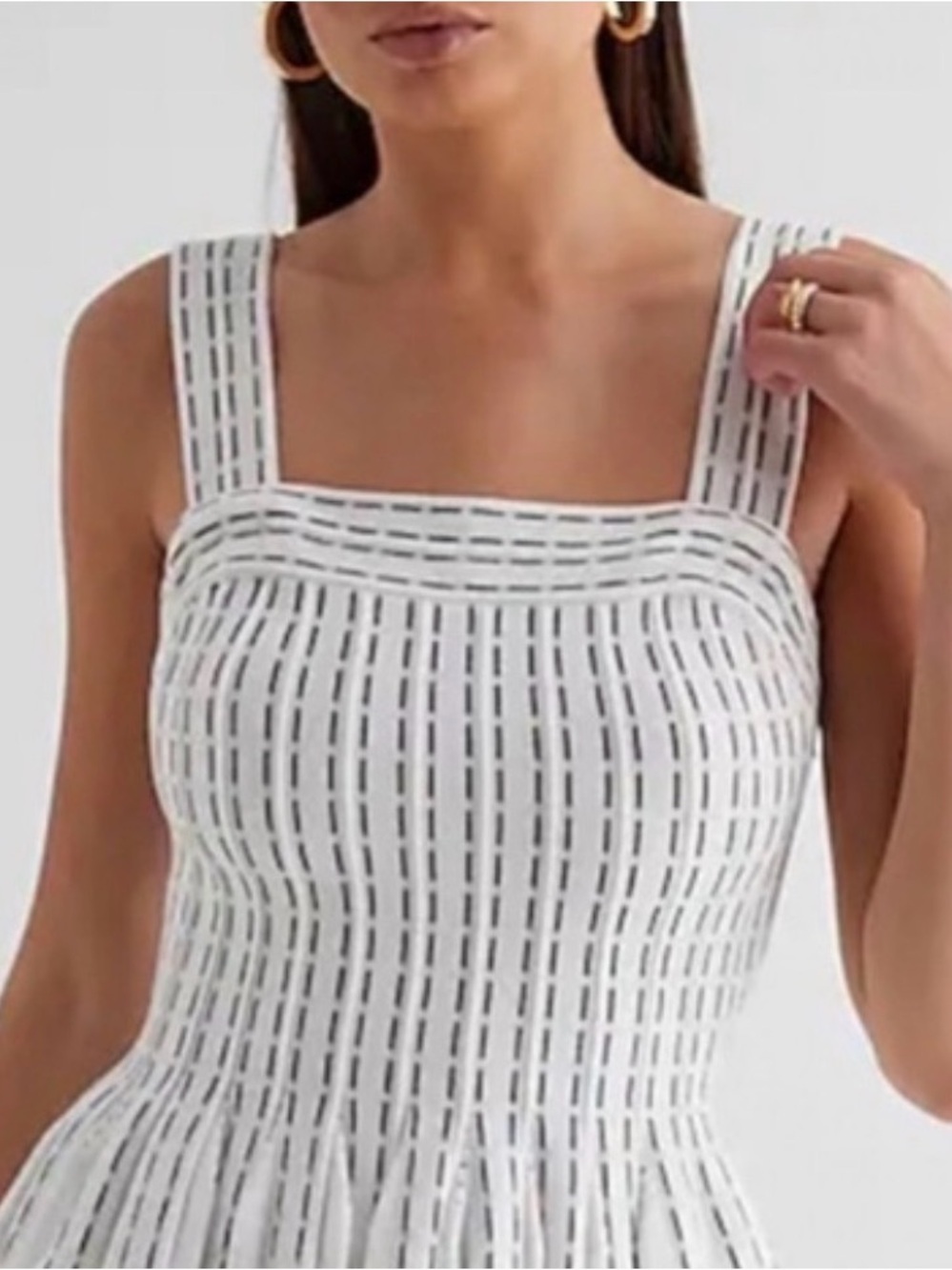 Express White Ribbed square neck tank top  with Black Horizontal Stripes size XS